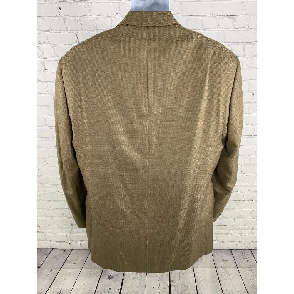 Andrew Fezza 3 Button Golden Brown Silk Super 100s Wool Jacket Blazer 42L READ